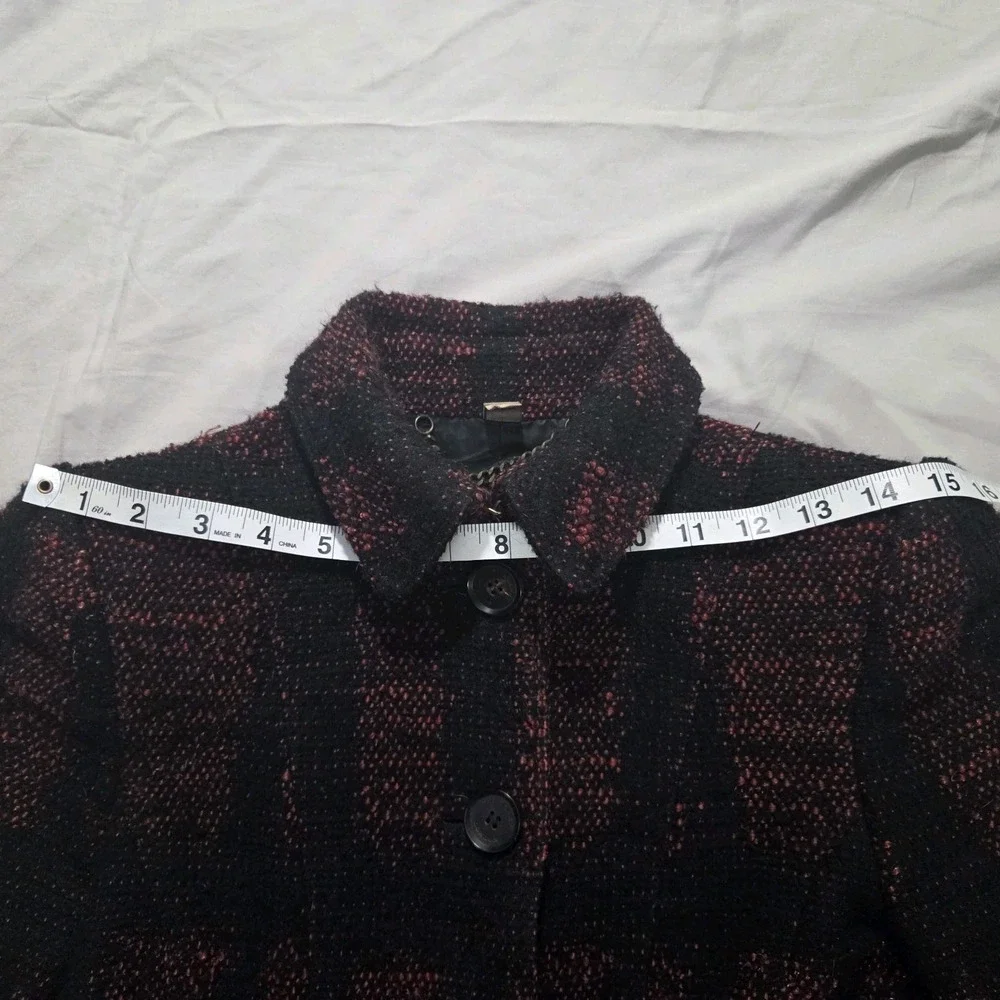 Burberry Check Coat Fitted Prorsum Burgundy Black Ladies Size US 2 / UK 4 *READ* - Picture 12 of 16